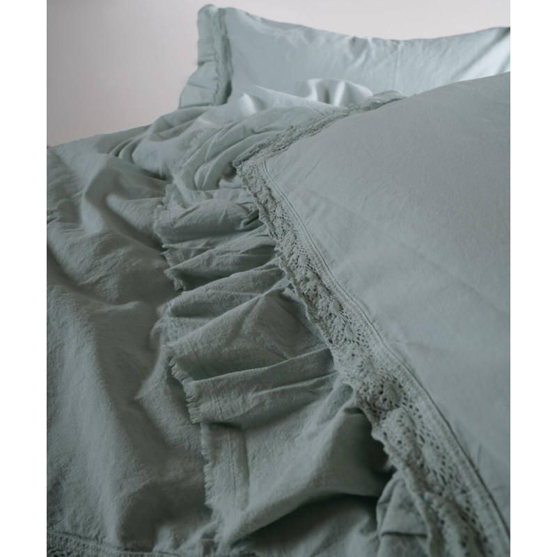 Комплект постільної білизни Limasso Stonewashed Francesca м'ятний