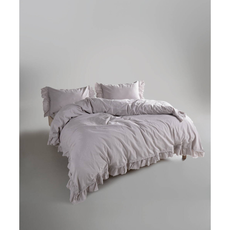 Комплект постільної білизни Limasso Stonewashed євро з мереживом