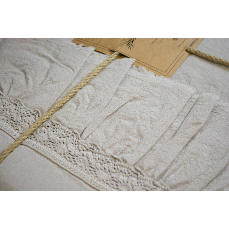 Комплект постільної білизни Limasso Stonewashed євро з мереживом