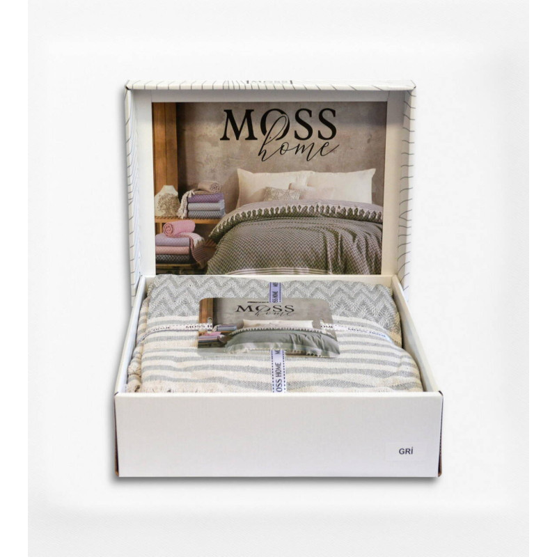 Бавовняне покривало Moss Miray Gri євро