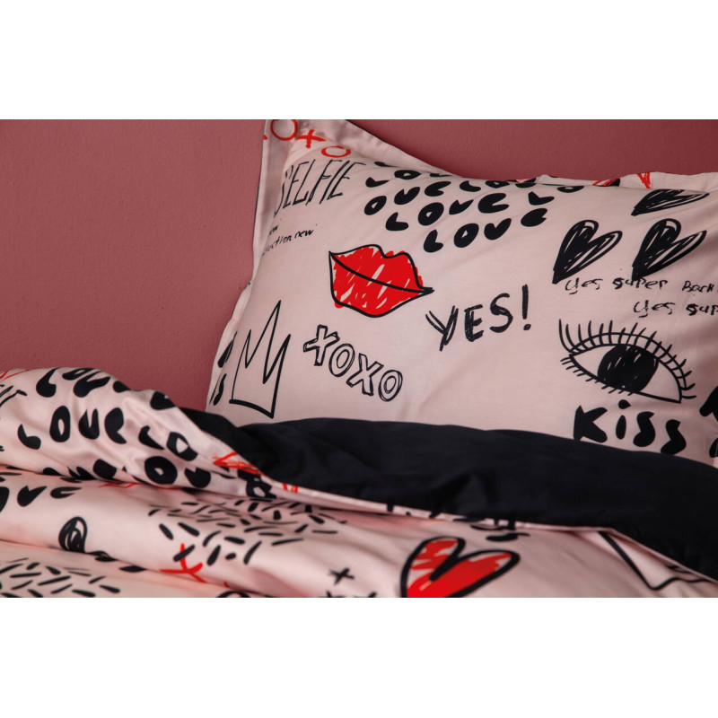 Комплект постільної білизни Issimo Digital Satin Xoxo 160х220 см