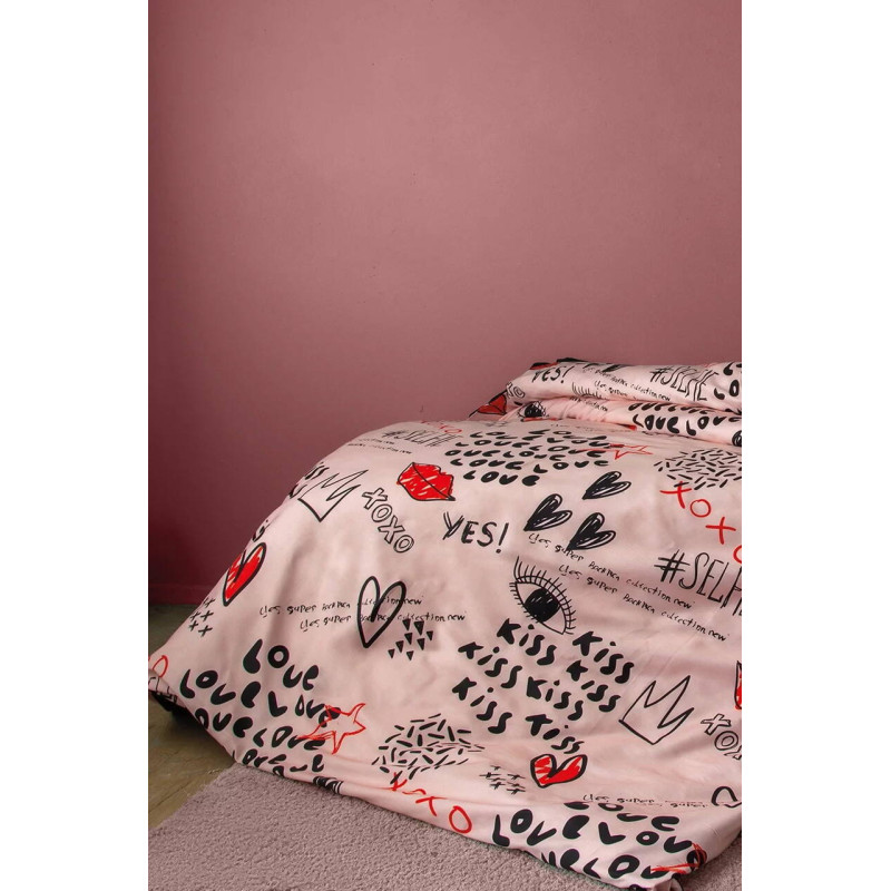 Комплект постільної білизни Issimo Digital Satin Xoxo 160х220 см
