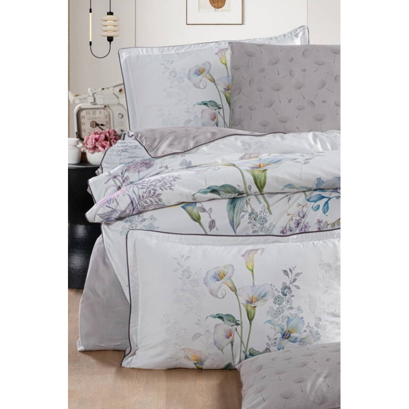 Комплект постільної білизни La Romano Premium Satin євро сірий