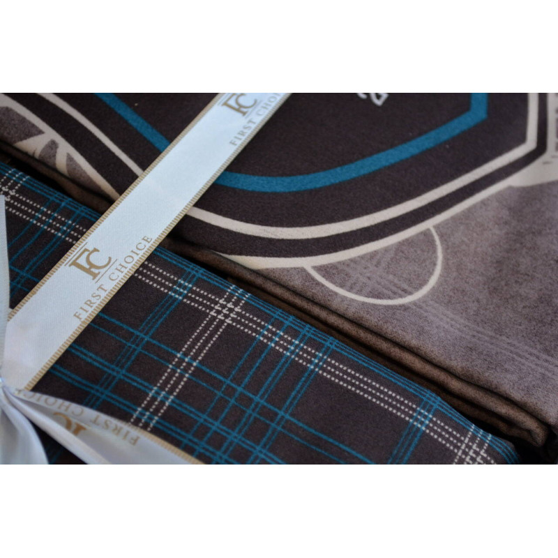 Комплект постільної білизни First Choice Cotton Satin євро коричневий