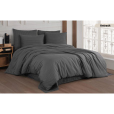 Комплект постільної білизни Kayra Cotton Shine Stripe Satin антрацит