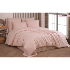 Комплект постільної білизни Kayra Cotton Shine Stripe Satin пудровий