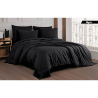 Комплект постільної білизни Cotton Shine Stripe Satin полуторний чорний