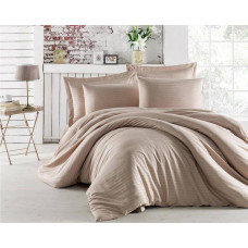 Комплект постільної білизни Charlotte Stripe Satin євро капучино