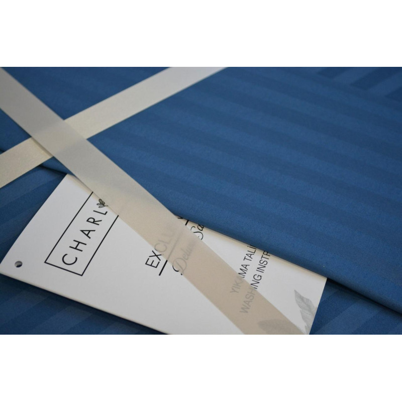 Комплект постільної білизни Charlotte Stripe Satin євро на резинці