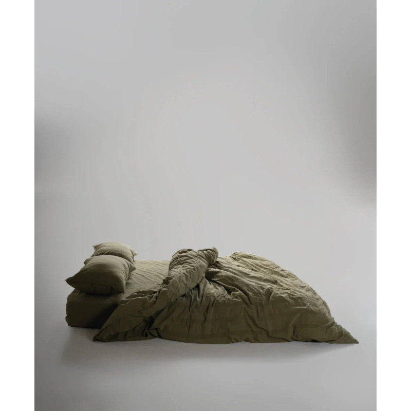 Комплект постільної білизни Limasso Stonewashed євро оливковий