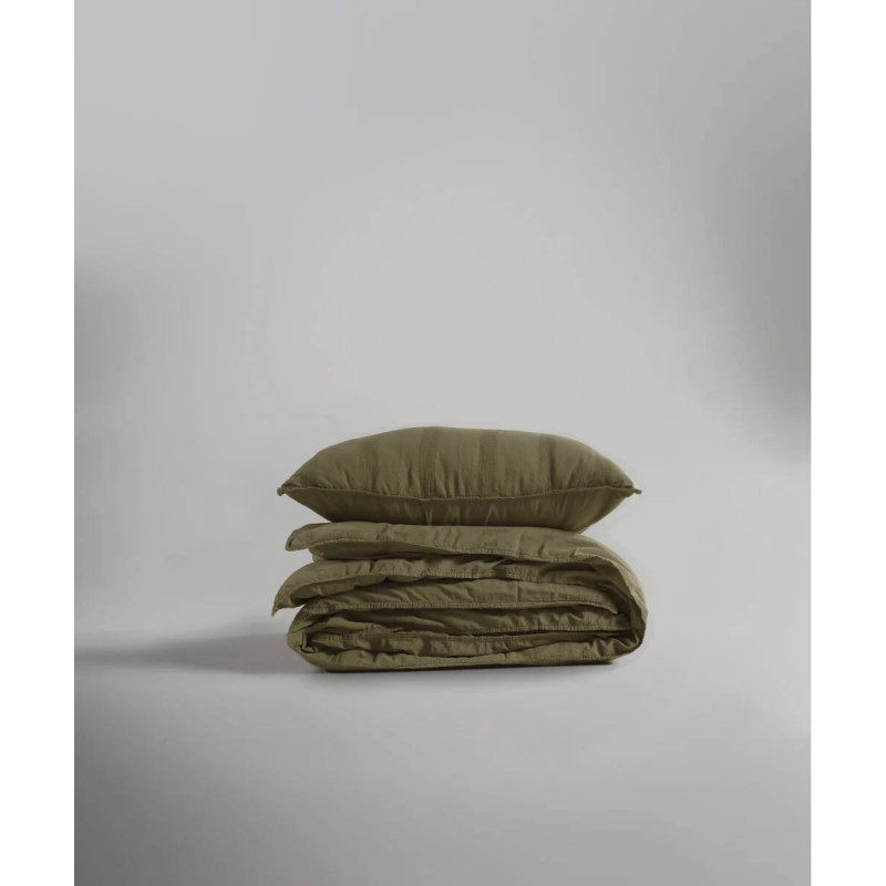 Комплект постільної білизни Limasso Stonewashed євро оливковий