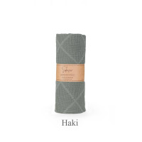 Бавовняне вафельне простирадло Saheser Cotton Pique 160х230 см Haki