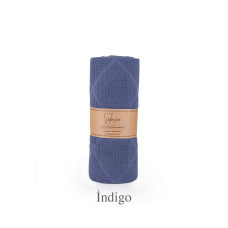 Бавовняне вафельне простирадло Saheser Cotton Pique 210х230 см Indigo