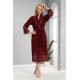 Довгий велюровий халат Nusa 0383 бордового кольору з мереживом