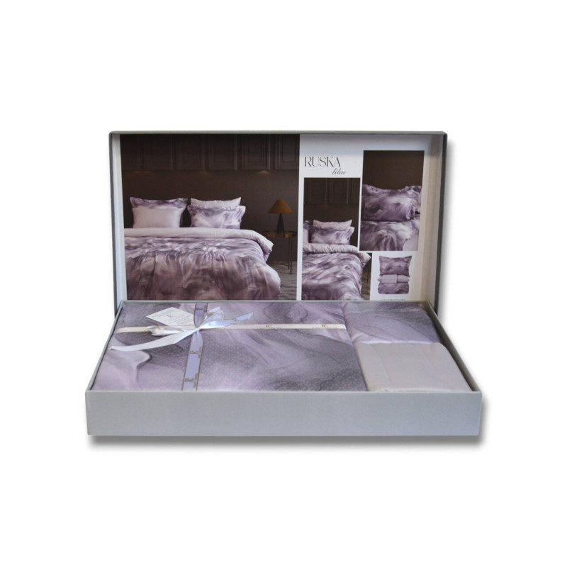 Комплект постільної білизни First Choice Cotton Satin Ruska Lilac євро