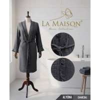 Сірий мусліновий халат La Maison Alyona з бавовни