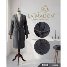 Сірий мусліновий халат La Maison Alyona з бавовни
