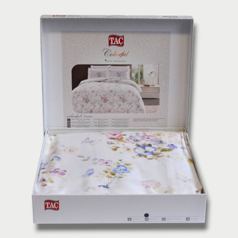 Комплект постільної білизни TAC Satin Digital Claudine Lila