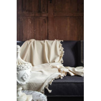 Жаккардове покривало Issimo Decon 170x230 см кремове з бахромою