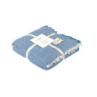 Муслінове покривало Lotus Home Larna 160x200 см синє з бахромою