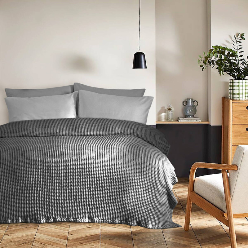 Покривало піке Lotus Home Bellia антрацит 200x220 см