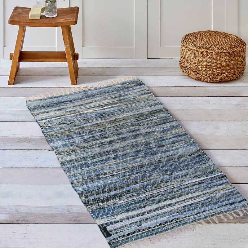 Бавовняний килимок Lotus Home Surrey denim 80х250 см з бахромою