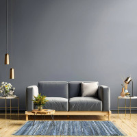Бавовняний килимок Lotus Home Surrey denim 80х250 см з бахромою