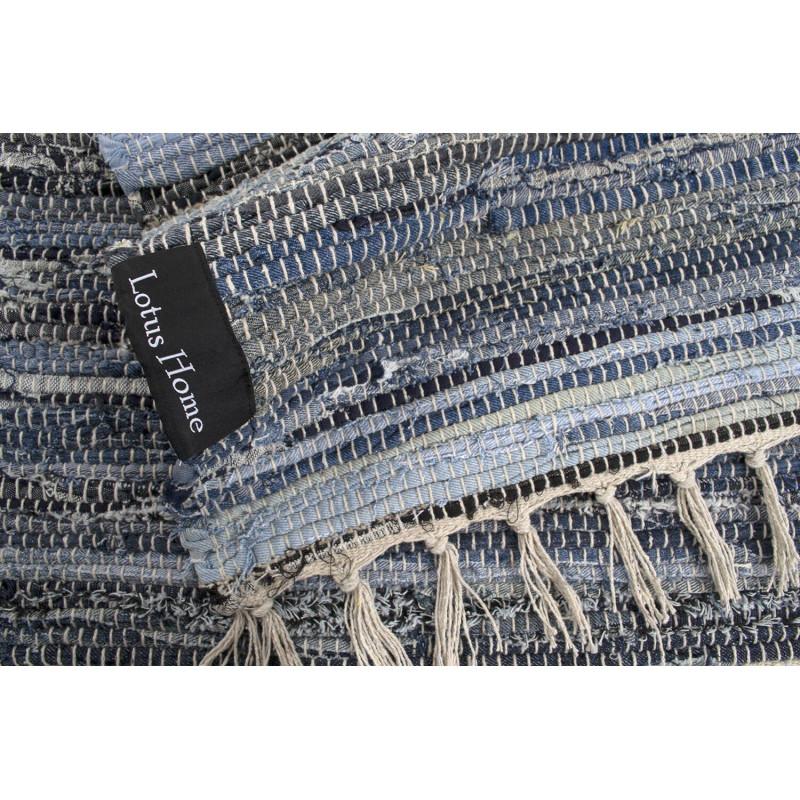 Бавовняний килимок Lotus Home Surrey denim 80х250 см з бахромою