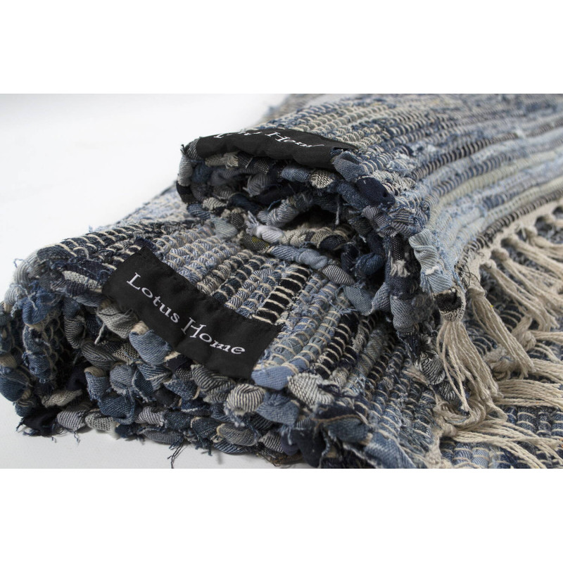 Бавовняний килимок Lotus Home Surrey denim 80х250 см з бахромою