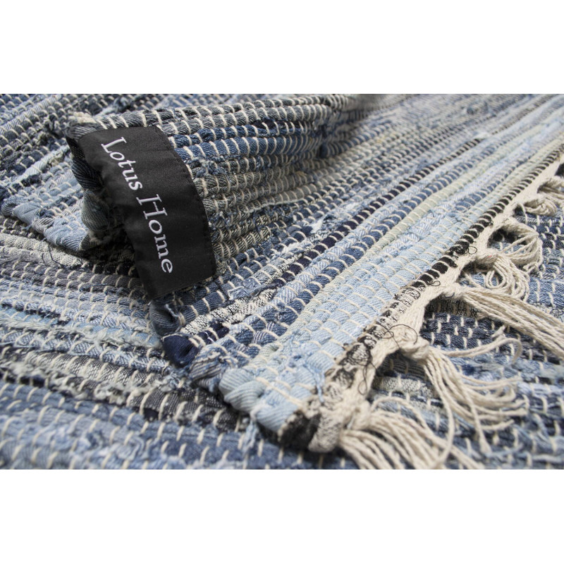 Бавовняний килимок Lotus Home Surrey denim 80х250 см з бахромою