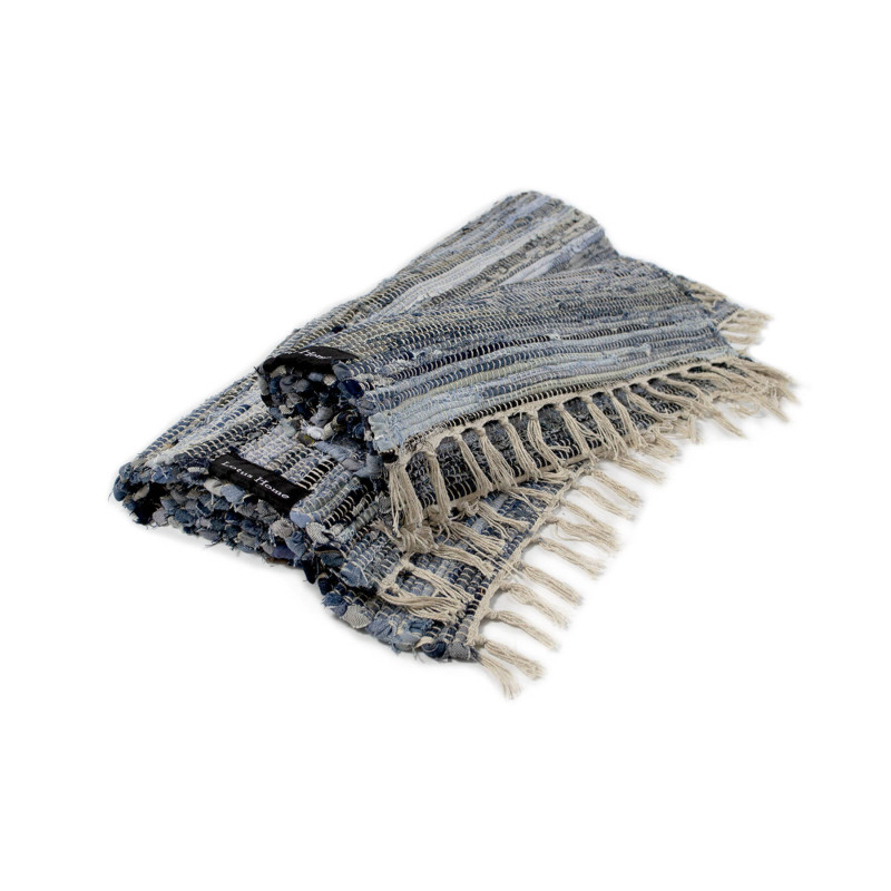 Бавовняний килимок Lotus Home Surrey denim 80х250 см з бахромою