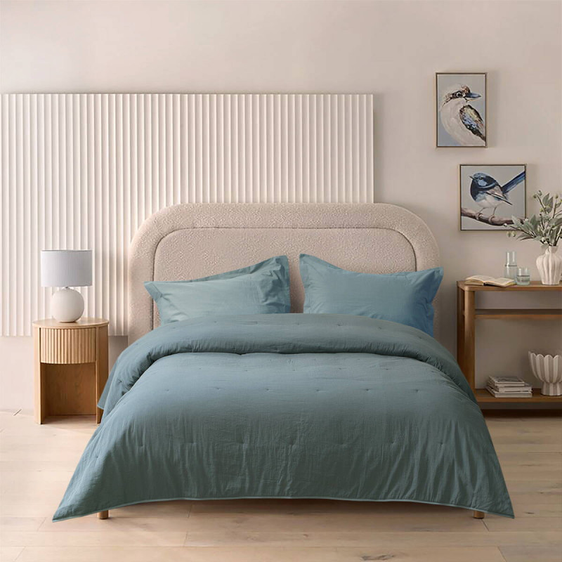 Бавовняне покривало Lotus Home Nikos 245х245 см, синій