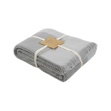 Бавовняне покривало Lotus Home Egi сіре 240х260 з бахромою