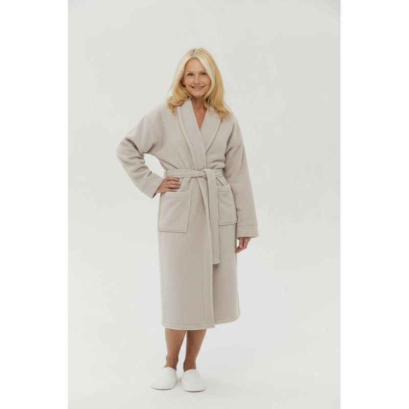 Бежевий махровий халат Lotus Home Bold New, розмір L