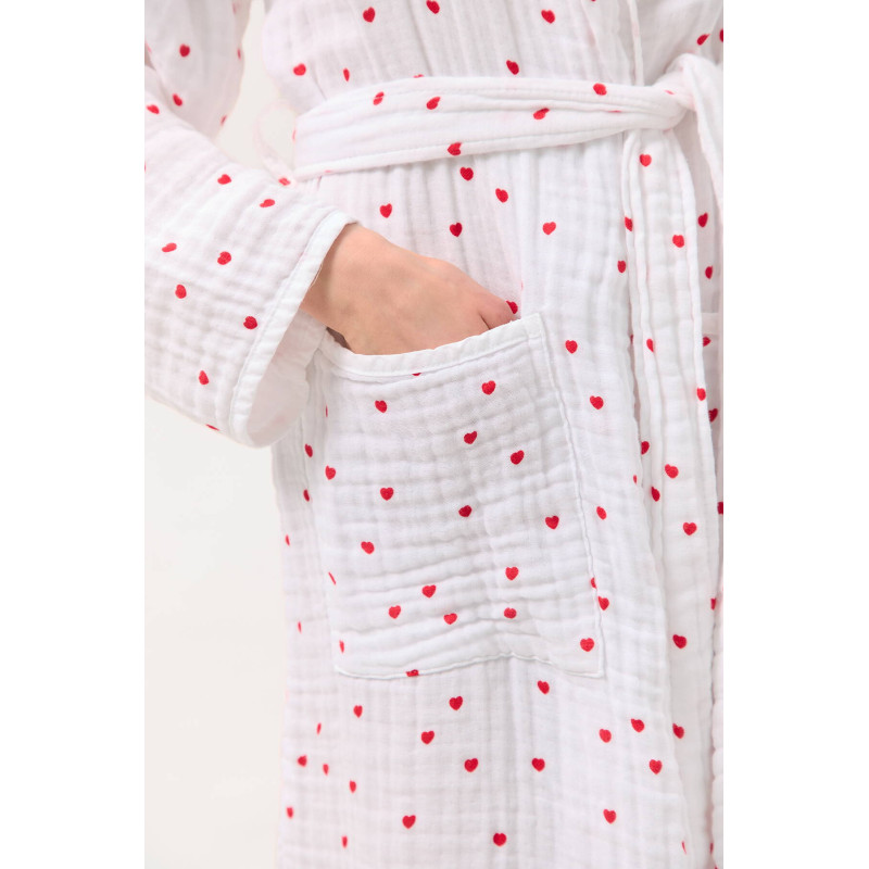 Жіночий халат Lotus Home Molly Heart з муслінової бавовни, S/M