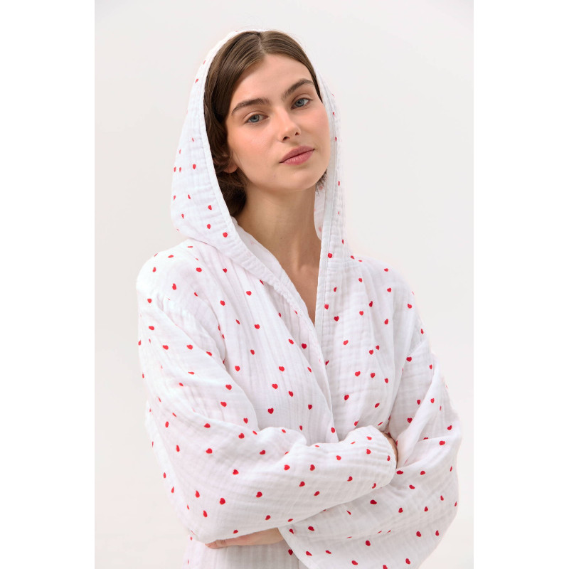 Жіночий халат Lotus Home Molly Heart із муслінової бавовни L/XL
