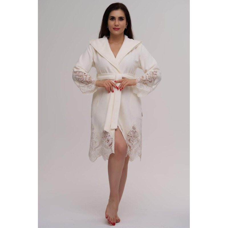 Довгий махровий халат Nusa 4350 кремового кольору (L/XL)