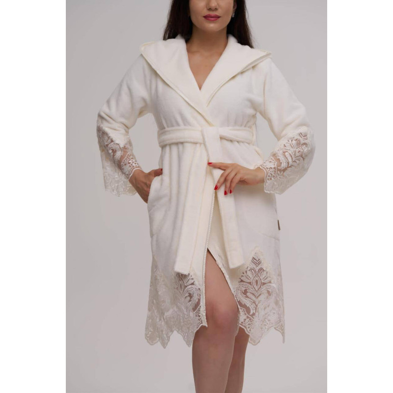 Довгий махровий халат Nusa 4350 кремового кольору (L/XL)