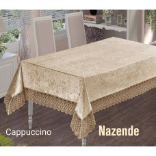 Скатертина велюр-жакард прямокутна 160х220 NAZENDE Cappuccino, Туреччина