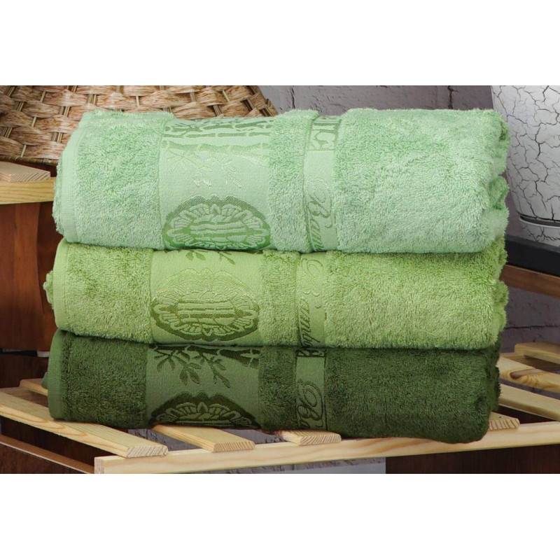 Рушники бамбукові 50х90 (3шт) 530 г/м2 (TM Zeron) Aynali Agac Bamboo Desen, Туреччина