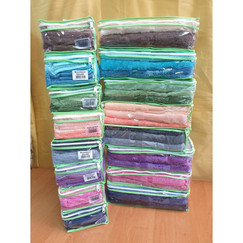 Рушники бамбукові 70х140 (3шт) 530 г/м2 (TM Zeron) Aynali Agac Bamboo Desen, Туреччина