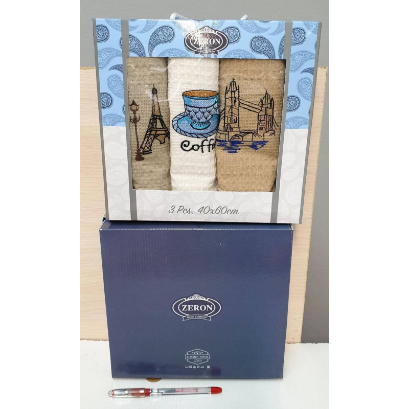 Кухонні рушники Вафельні (ТМ ZERON) бавовна 40х60 (3шт.) Coffe Турция