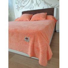 Плед-покривало жакардове Welsoft 220х240 з наволочками 50х70 (TM Zeron) зигзаг персиковий, Туреччина