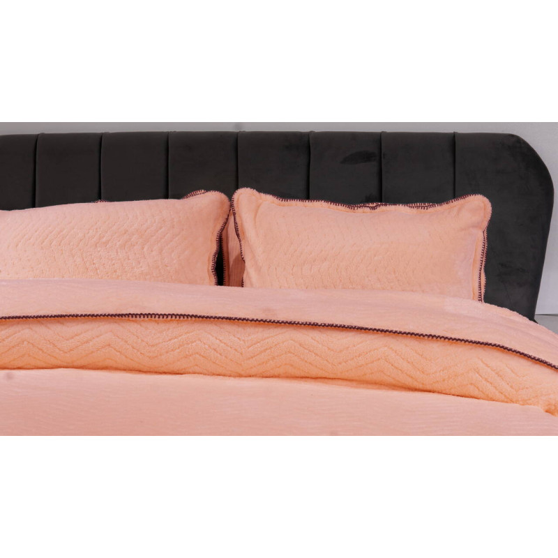 Плед-покривало жакардове Welsoft 220х240 з наволочками 50х70 (TM Zeron) зигзаг персиковий, Туреччина