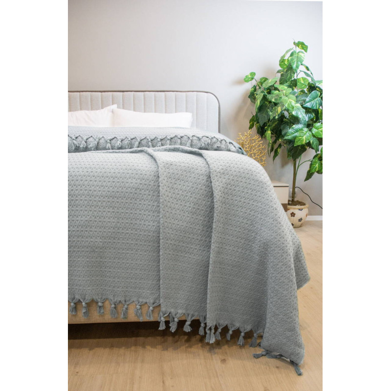 Простирадло-покривало жакардове Pike 400 г/м2 (TM Zeron) 245х270 Gri, Туреччина