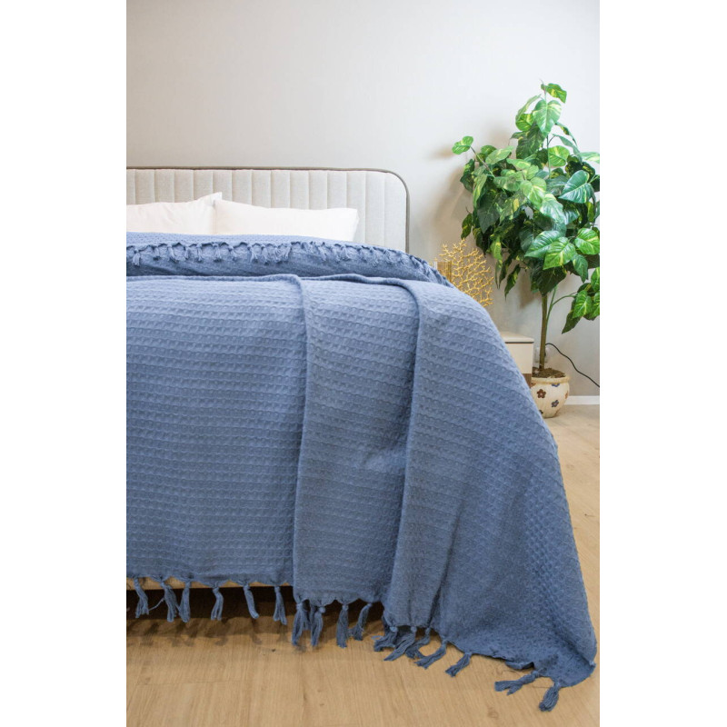 Простирадло-покривало жакардове Pike 400 г/м2 (TM Zeron) 245х270 Lacivert, Туреччина