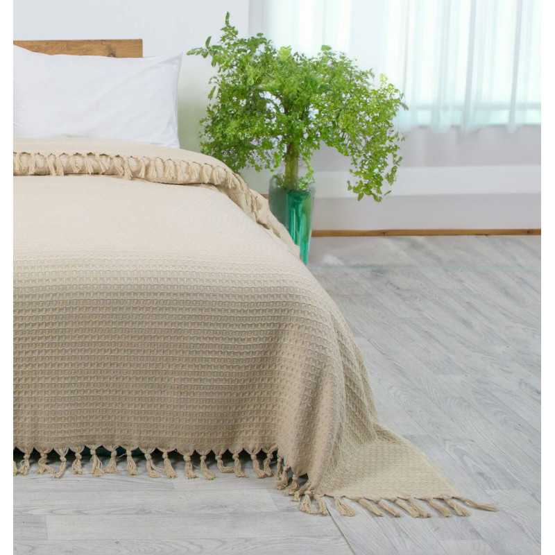 Простирадло-покривало жакардове Pike 400 г/м2 (TM Zeron) 245х270 Bej, Туреччина