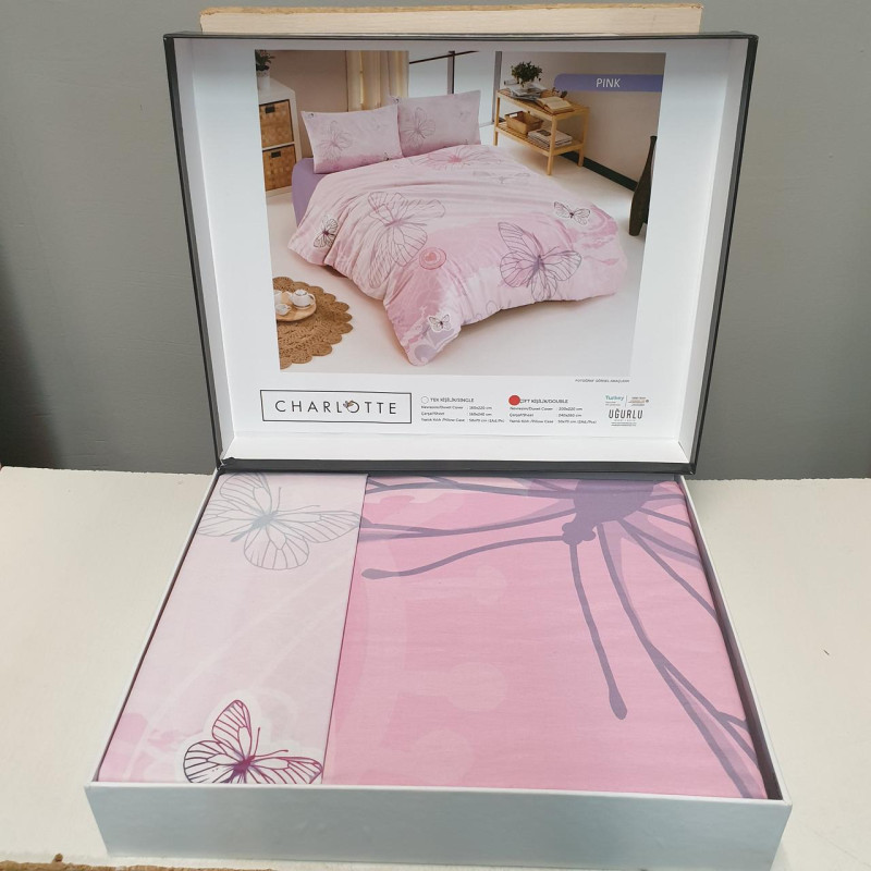 Постільна білизна CHARLOTTE PINK 200x220 ранфорс