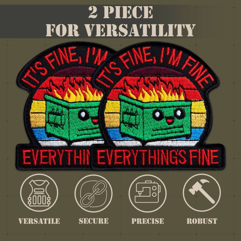 Набір шевронів 2 шт It is fine, I'm Fine Everythings Fine 7,3х7,6 см вишитий патч нашивка шеврон