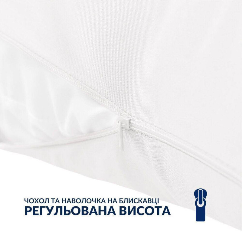 Подушка ортопедична з наволочкою сатин для сну та відпочинку S-Form IDEIA 40х130 см антиалергенна з блискавкою